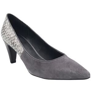 LOGO Lori Goldstein Women Linda Pointed Toe Pump Heels Size US 10M Pewter Snake